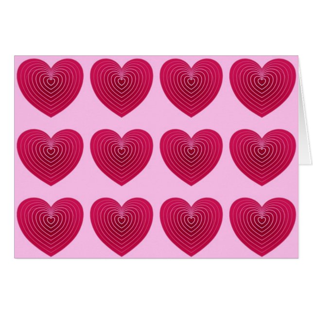 Deep rose red hearts on a pale pink background (Front Horizontal)
