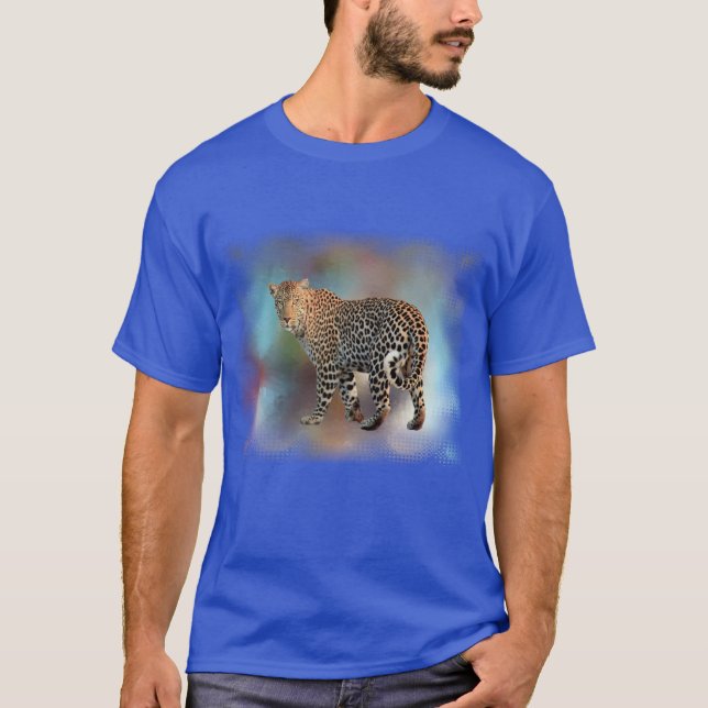 Deep Royal Blue Leopard Modern Elegant Template T-Shirt (Front)