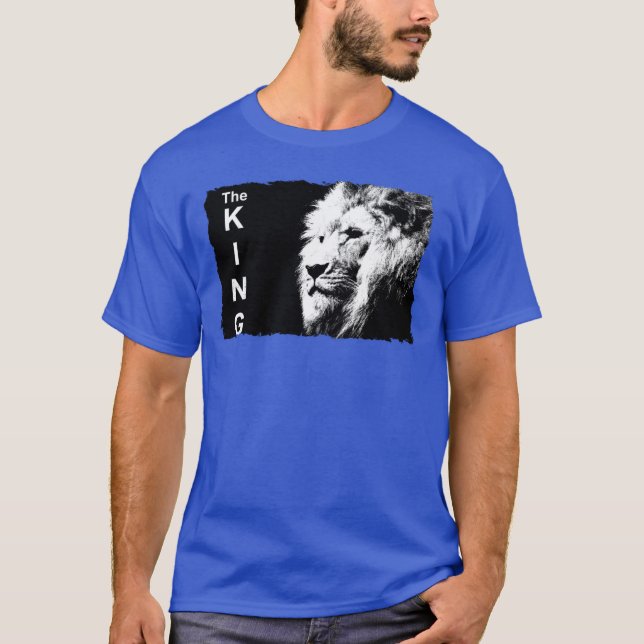 Deep Royal Blue Modern Pop Art Lion Head Elegant T-Shirt (Front)