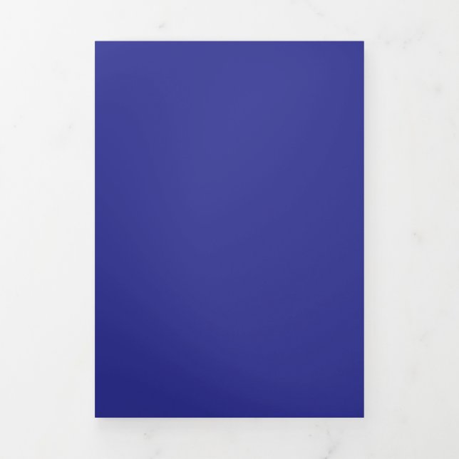 Deep Royal Blue Solid Colour Background Tri-Fold Invitation (Cover)