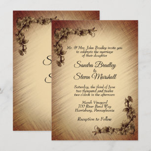 Deep Rustic Flowers Wedding Invitation