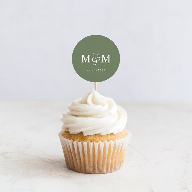 Deep Sage Green Monogram Wedding Envelope Seal (Creator Uploaded)