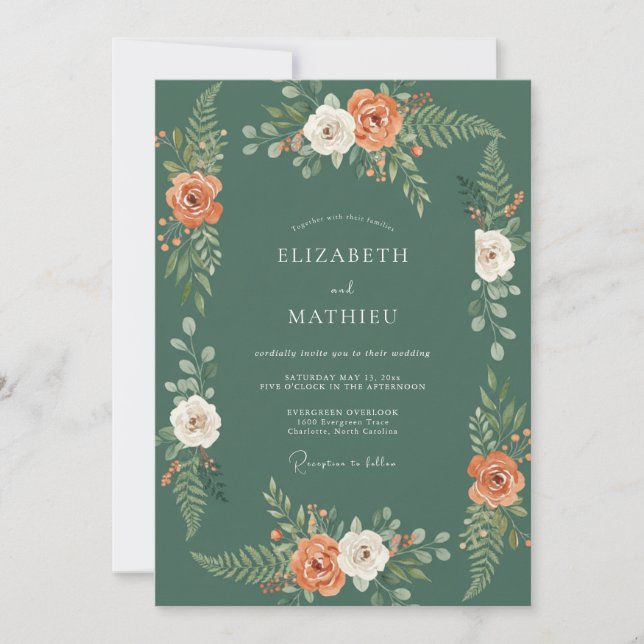 Deep Sage Rustic Forest Wedding Invitation (Front)