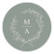 Deep Sage Simple Elegant Laurel Wreath Monogram Cl