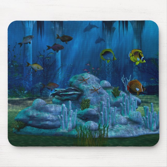 Deep Sea 3D Digital Aquarium Mouse Pad (Front)