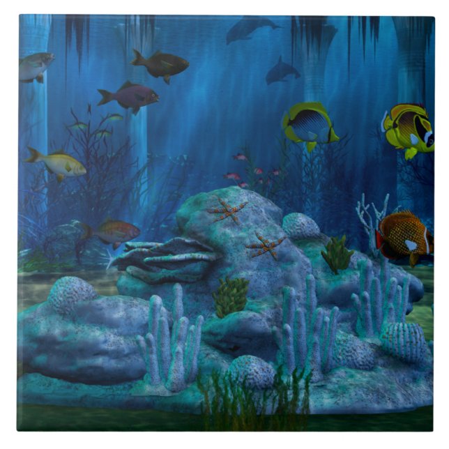 Deep Sea 3D Digital Aquarium Tile (Front)