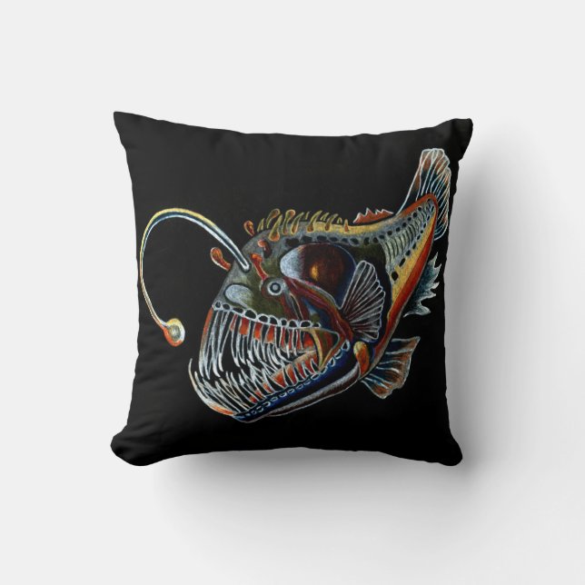 Deep Sea Angler fish design decorative cushion (Front)