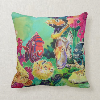 Deep Sea Beauties Tropical Fish Throw Pillow