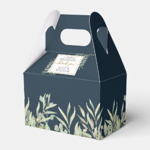 Deep Sea Blue Greenery A Sweet Beginning Wedding Favor Box