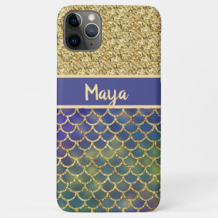 Deep Sea Blue Mermaid Scales Personalized iPhone 11 Pro Max Case