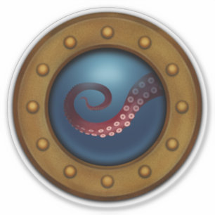 Deep Sea Creature in Ship Porthole Ocean Explorer