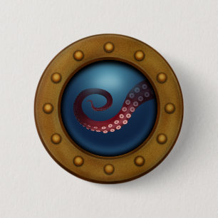 Deep Sea Creature Steampunk Ocean Explorer Octopus 2 Inch Round Button