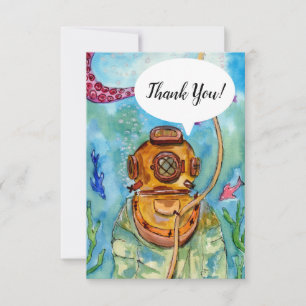 Deep Sea Diver Underwater Thank You Card