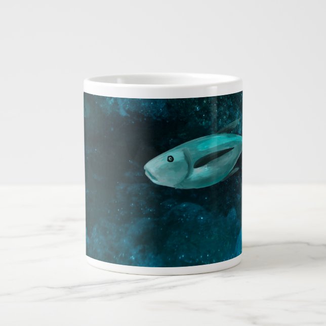 Deep Sea Fish Illustration Jumbo Coffee Mug (Front)
