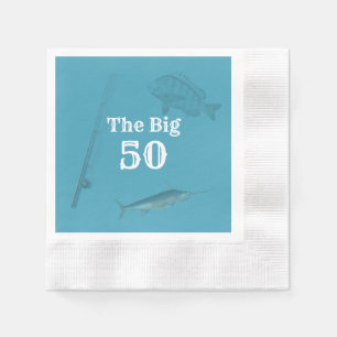 Deep Sea Fishing Birthday Party Napkins With Text