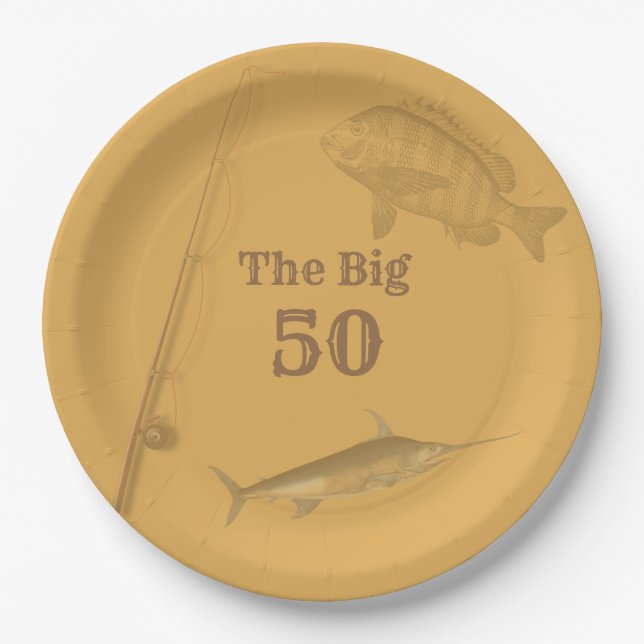 Deep Sea Fishing Birthday Party Theme Paper Plate (Front)