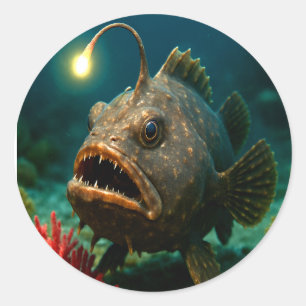 Deep Sea Glow: The Anglerfish Classic Round Sticker