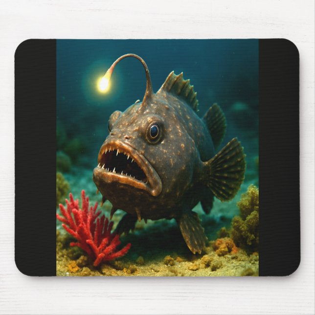 Deep Sea Glow: The Anglerfish Mouse Pad (Front)