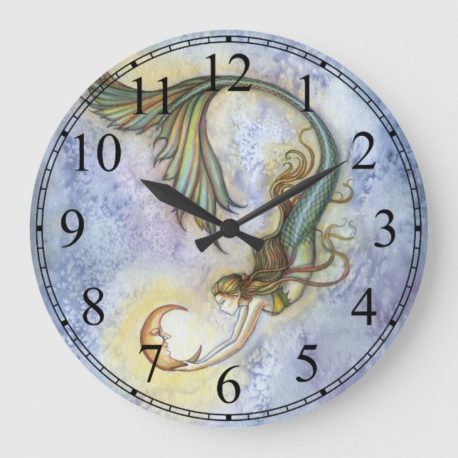 Deep Sea Moon Mermaid Clock by Molly Harrison (Front)