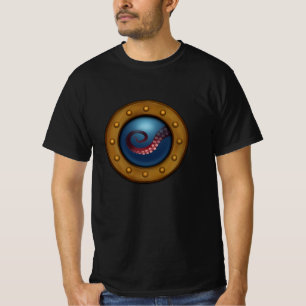 Deep Sea Octopus Porthole Nautical Steampunk T-Shirt