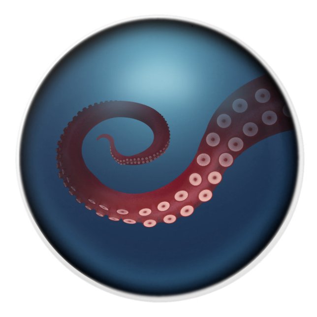 Deep Sea Octopus Steampunk Nautical Fantasy Ceramic Knob (Front)