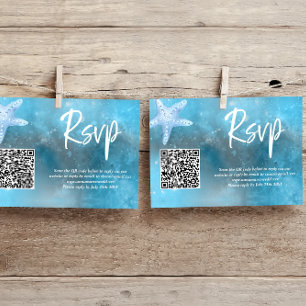 Deep Sea Summer Wedding QR Code RSVP Card