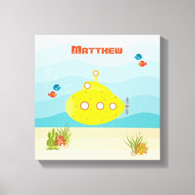 Deep Sea Yellow Submarine Canvas Print (Front)