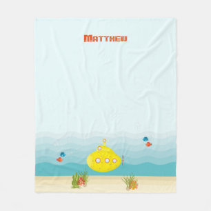 Deep Sea Yellow Submarine Fleece Blanket