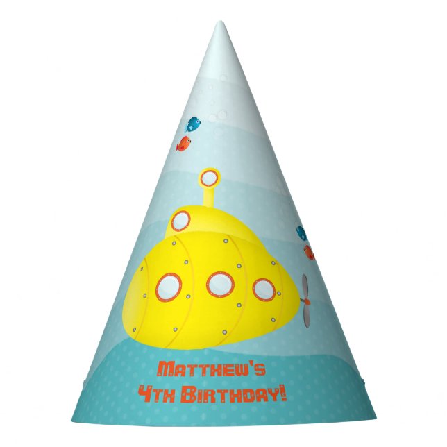 Deep Sea Yellow Submarine Party Hat (Front)