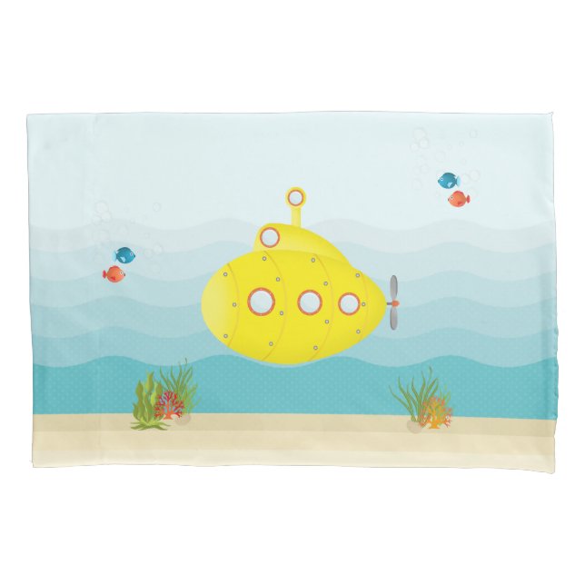 Deep Sea Yellow Submarine Pillowcase (Front)