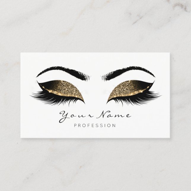 Deep Sepia Glitter Makeup Artist Lash Black White Appointment Card (Front)