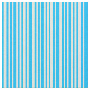 Deep Sky Blue and Beige Coloured Lines Fabric