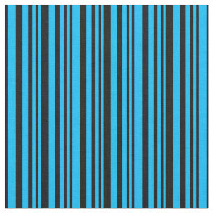 Deep Sky Blue and Black Coloured Lines Pattern Fabric