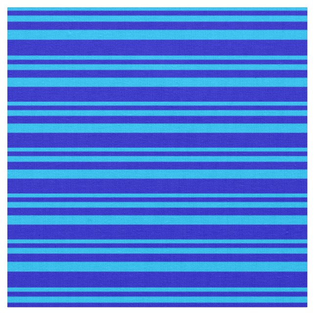 Deep Sky Blue and Blue Lines Pattern Fabric (Close Up)