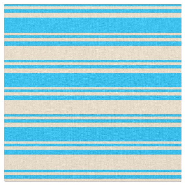Deep Sky Blue and Tan Coloured Pattern Fabric (Close Up)
