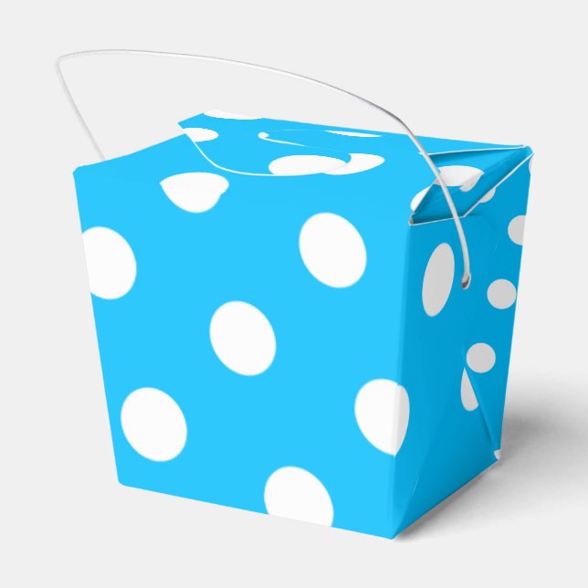 Deep Sky Blue and White Dots Favor Box (Back Side)