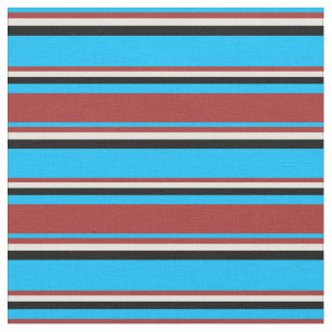 Deep Sky Blue, Brown, Light Yellow & Black Coloure Fabric