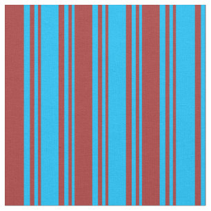 Deep Sky Blue & Brown Stripes/Lines Pattern Fabric