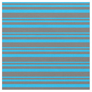 Deep Sky Blue & Dim Grey Stripes Fabric