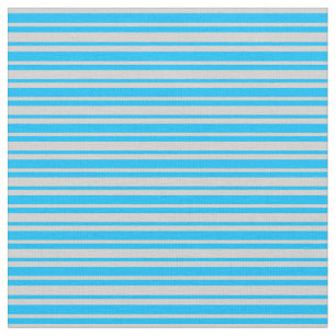 Deep Sky Blue & Light Grey Lines Pattern Fabric