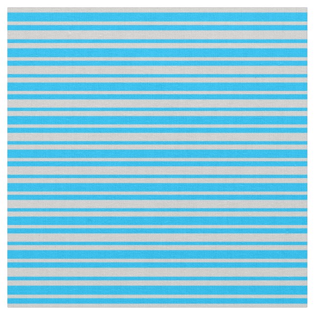 Deep Sky Blue & Light Grey Lines Pattern Fabric (Close Up)