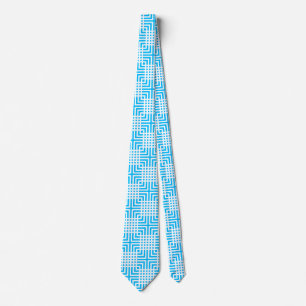 Deep Sky Blue Modern Geometric Tie