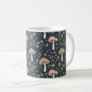Deep Slate Blue Moody Mushroom All Over Print Coffee Mug