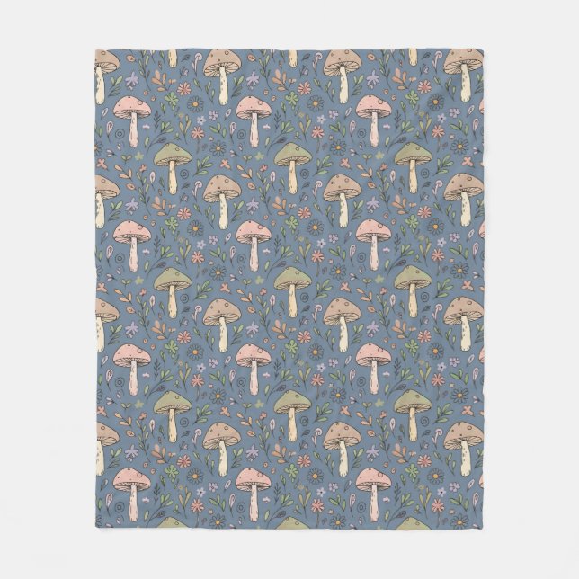 Deep Slate Gray Fungi | Cozy Neutral Housewarming Fleece Blanket (Front)