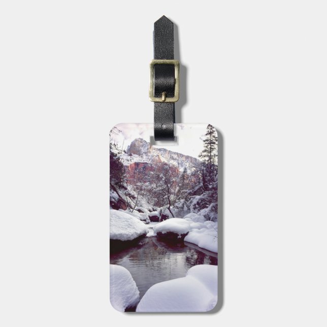 Deep snow at Middle Emerald Pools Luggage Tag (Front Vertical)