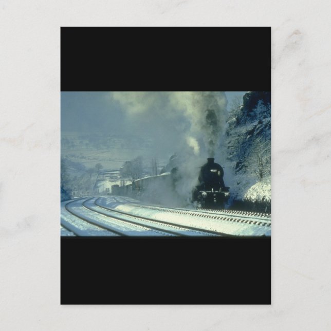 Deep snow makes the going_Steam Trains Postcard (Front)