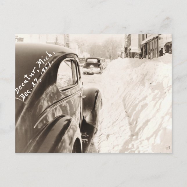 Deep Snow Old Vintage Car Postcard (Front)
