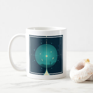 Deep Space Atomic Clock Poster, Blue Version. Coffee Mug