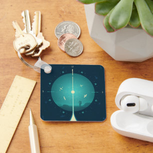 Deep Space Atomic Clock Poster, Blue Version. Keychain