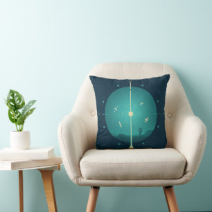 Deep Space Atomic Clock Poster, Blue Version. Throw Pillow